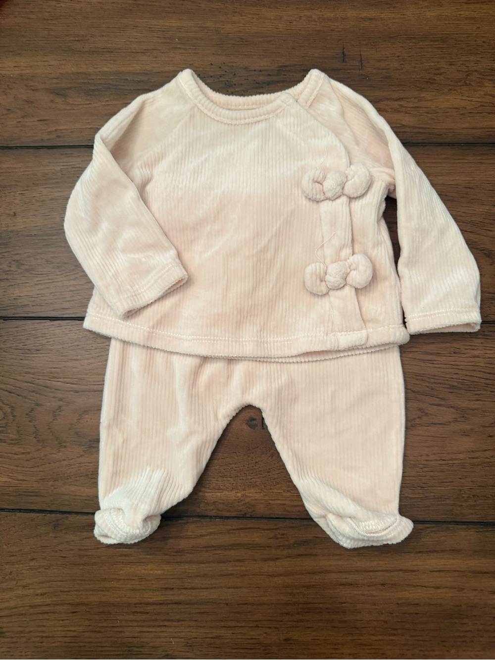 Mudpie Baby Cream Velour Outfit